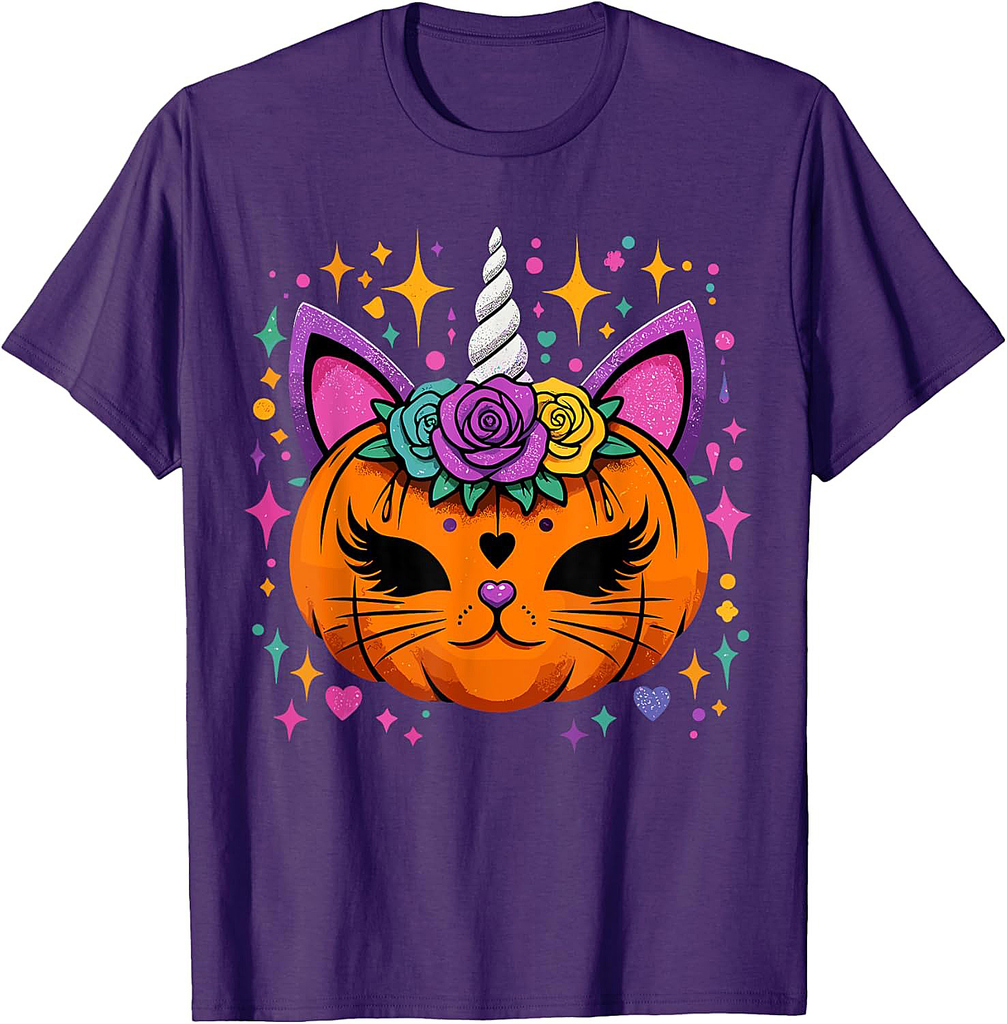 Unicorn Pumpkin Girls Halloween Costume T-Shirt