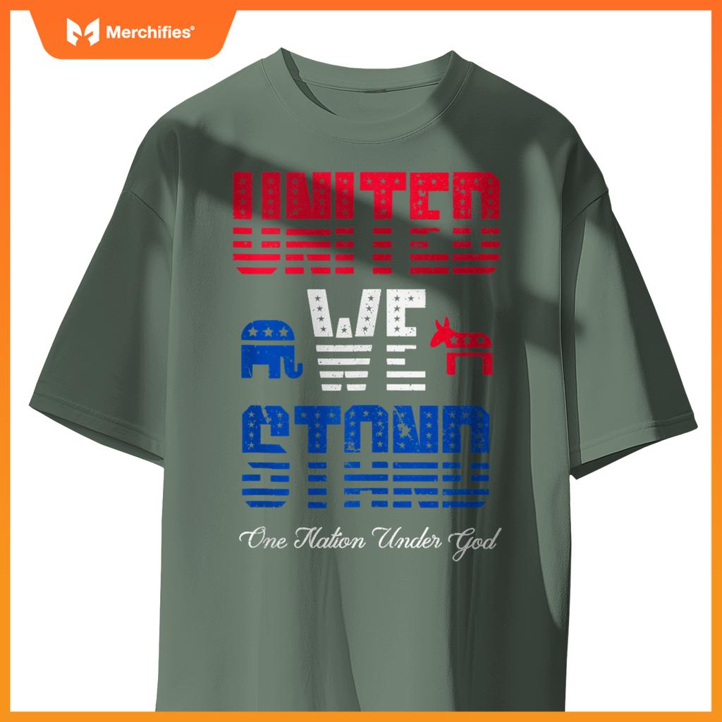United We Stand, One Nation Under God Patriotic USA T-Shirt