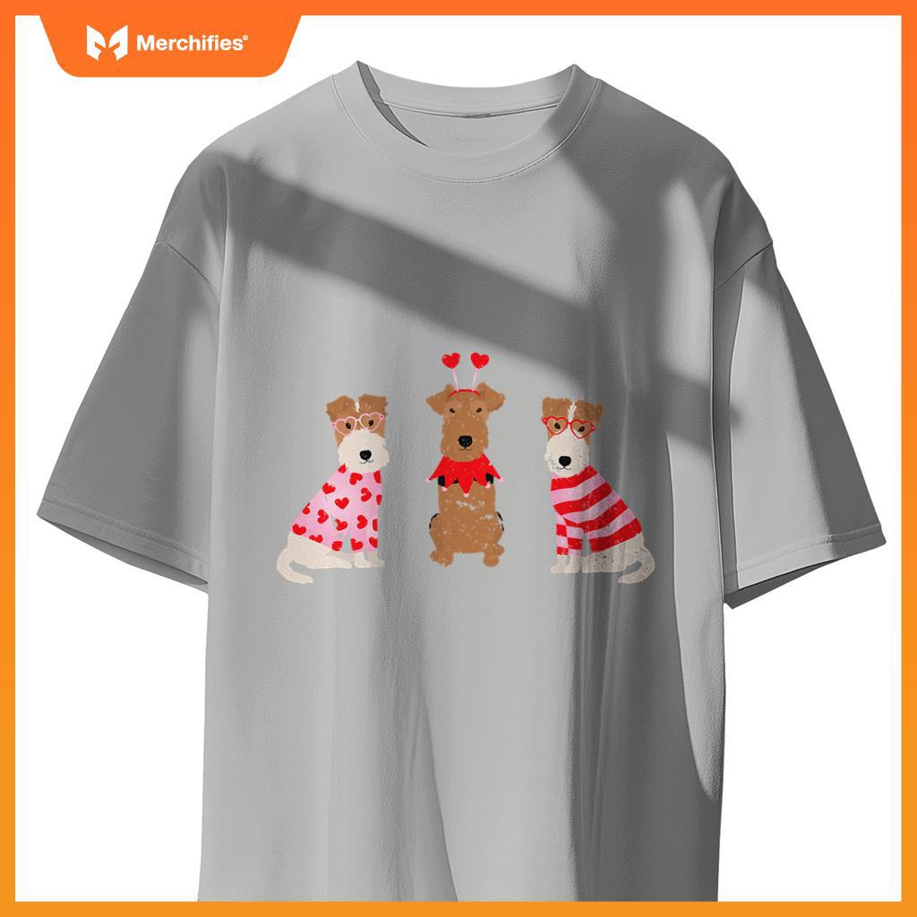 Valentines Welsh Wire Fox Terrier Cute Dogs Heart Love Puppy T-Shirt
