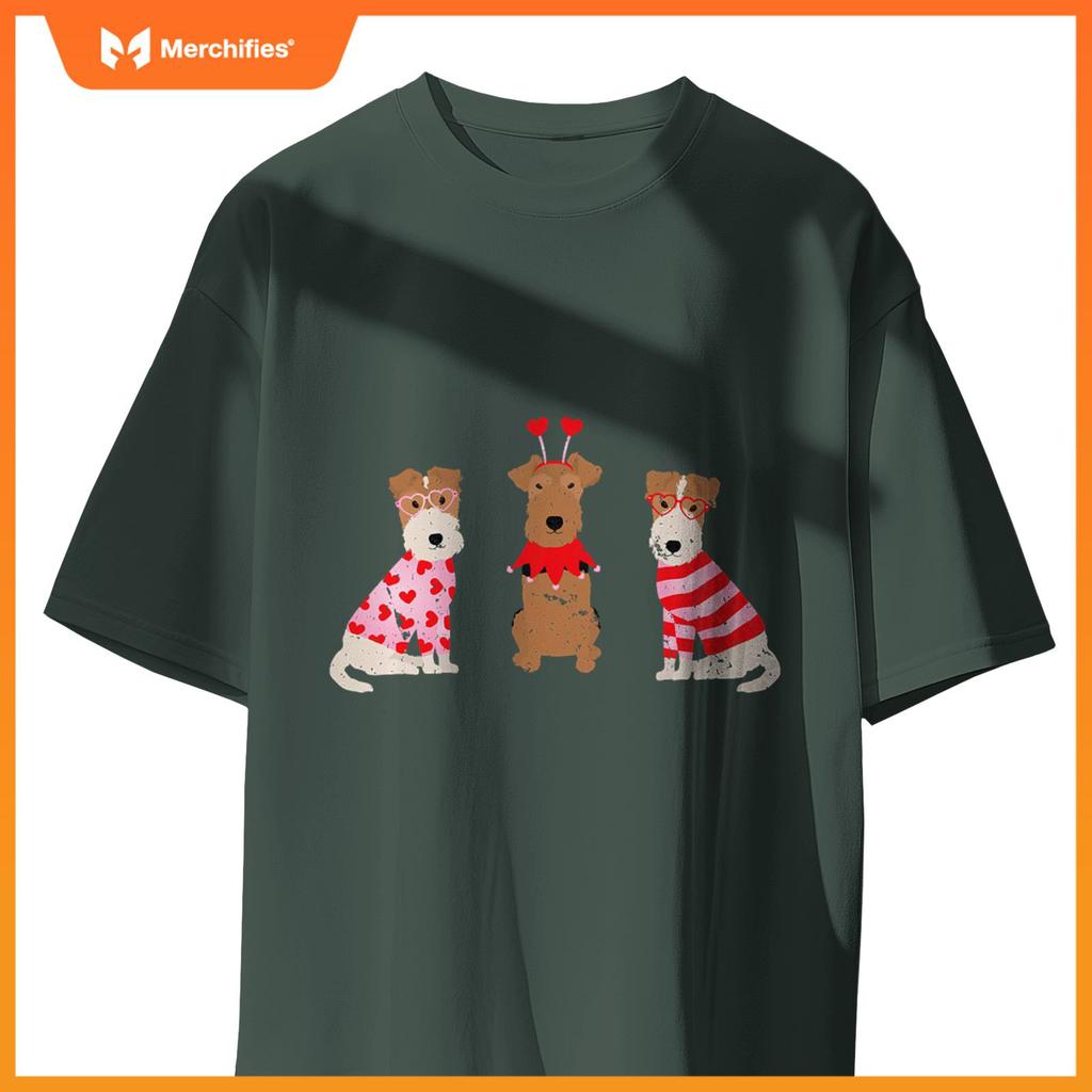 Valentines Welsh Wire Fox Terrier Cute Dogs Heart Love Puppy T-Shirt