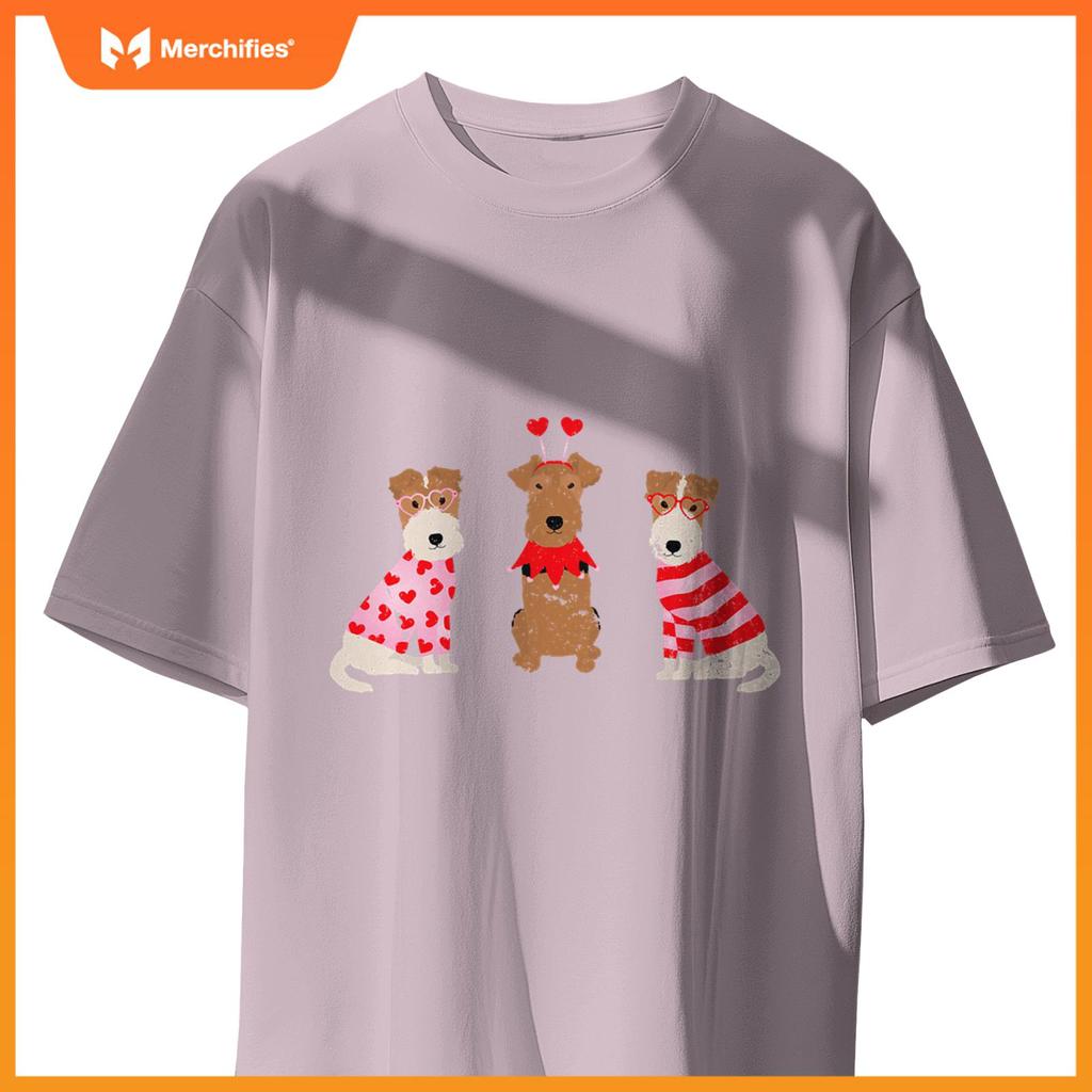 Valentines Welsh Wire Fox Terrier Cute Dogs Heart Love Puppy T-Shirt