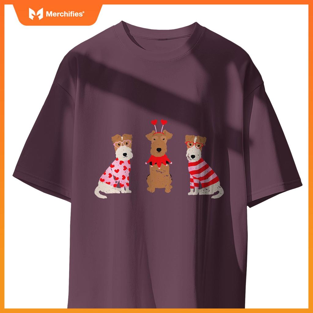 Valentines Welsh Wire Fox Terrier Cute Dogs Heart Love Puppy T-Shirt