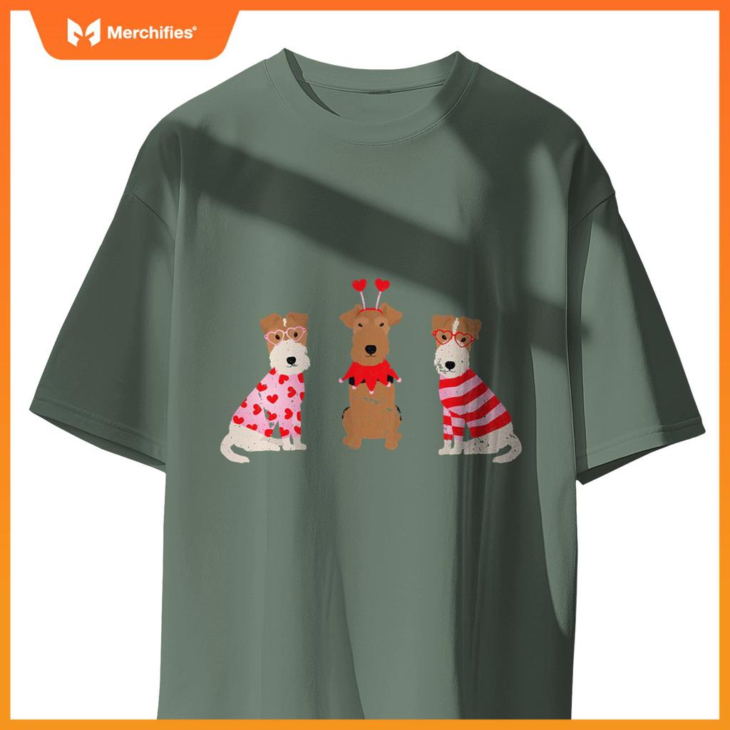 Valentines Welsh Wire Fox Terrier Cute Dogs Heart Love Puppy T-Shirt