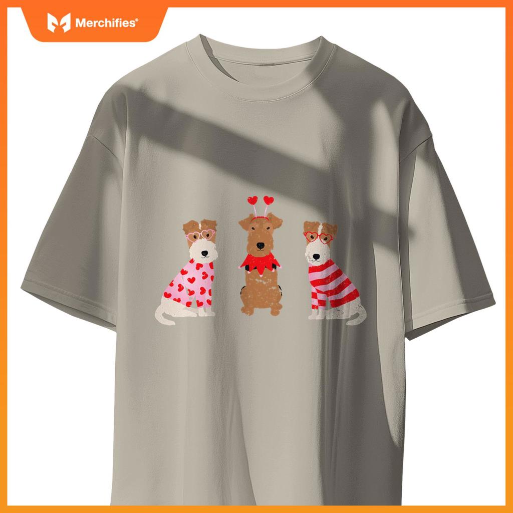 Valentines Welsh Wire Fox Terrier Cute Dogs Heart Love Puppy T-Shirt