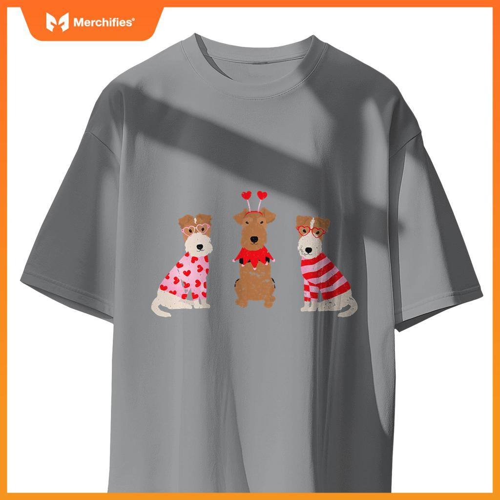 Valentines Welsh Wire Fox Terrier Cute Dogs Heart Love Puppy T-Shirt
