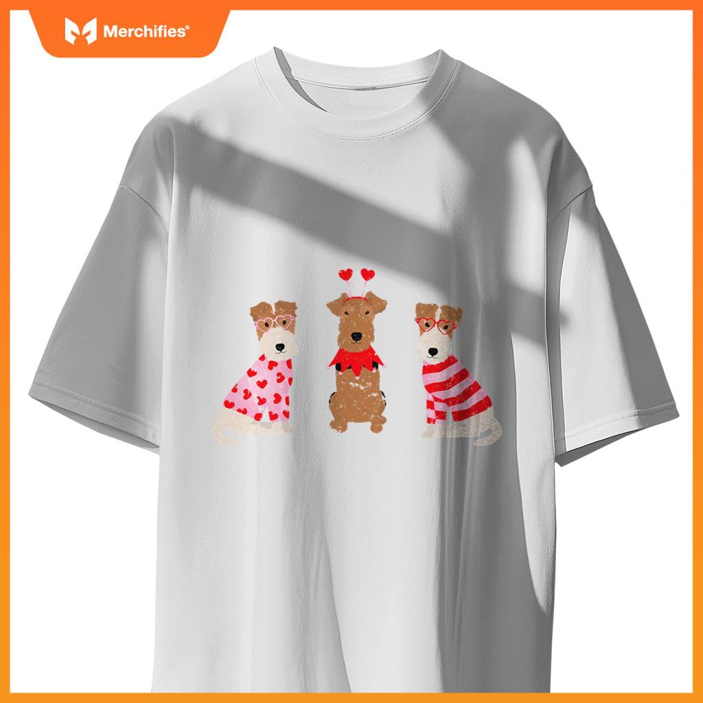 Valentines Welsh Wire Fox Terrier Cute Dogs Heart Love Puppy T-Shirt