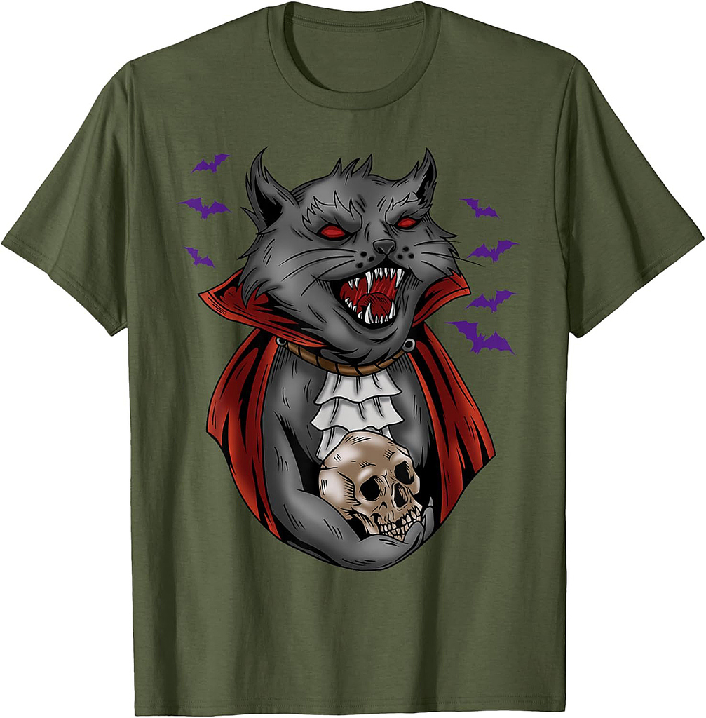 Vampire Cat Halloween T-Shirt for Men Women