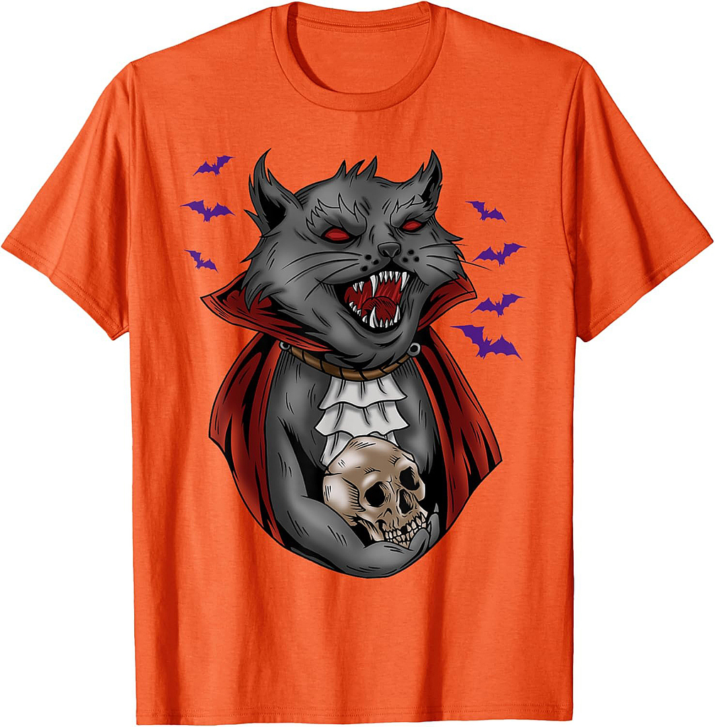Vampire Cat Halloween T-Shirt for Men Women