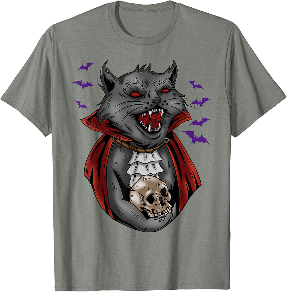 Vampire Cat Halloween T-Shirt for Men Women