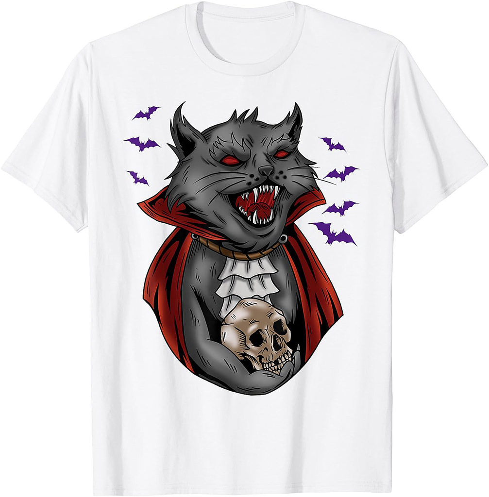 Vampire Cat Halloween T-Shirt for Men Women