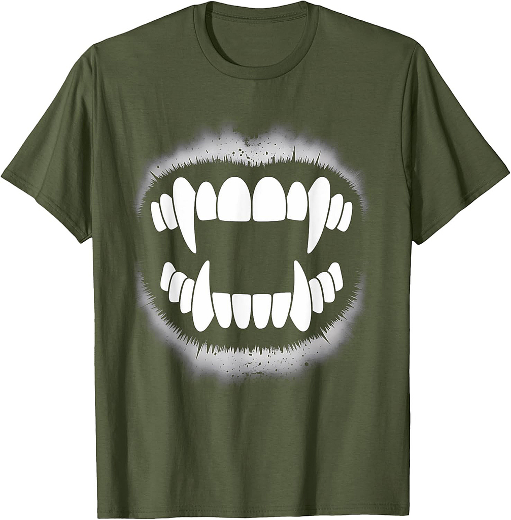 Vampire Fangs Monster Teeth Halloween Spooky Scary Mouth T-Shirt
