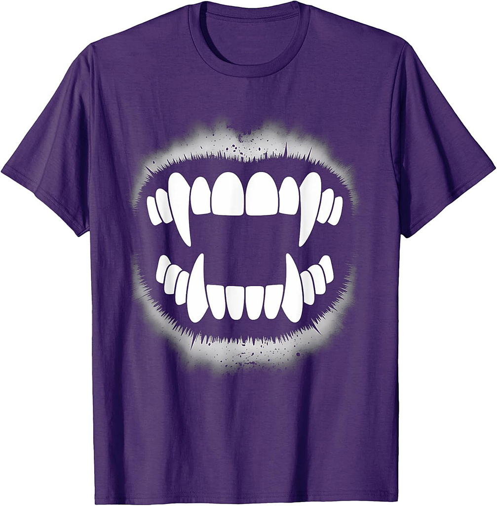 Vampire Fangs Monster Teeth Halloween Spooky Scary Mouth T-Shirt