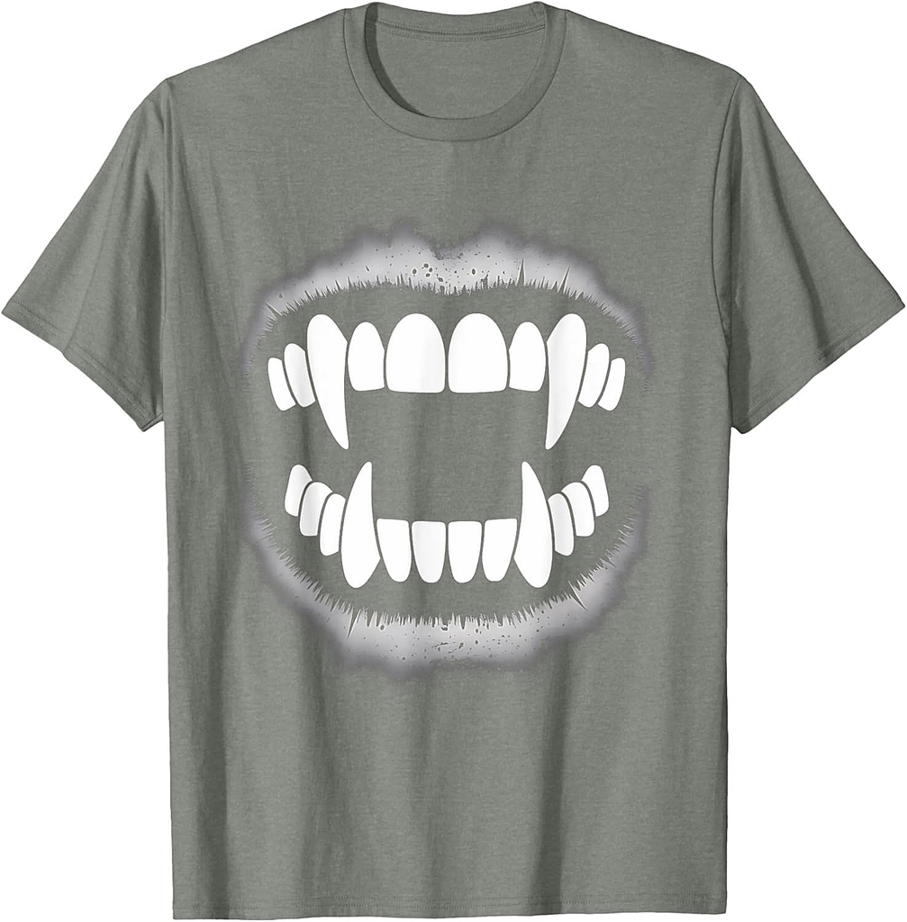Vampire Fangs Monster Teeth Halloween Spooky Scary Mouth T-Shirt