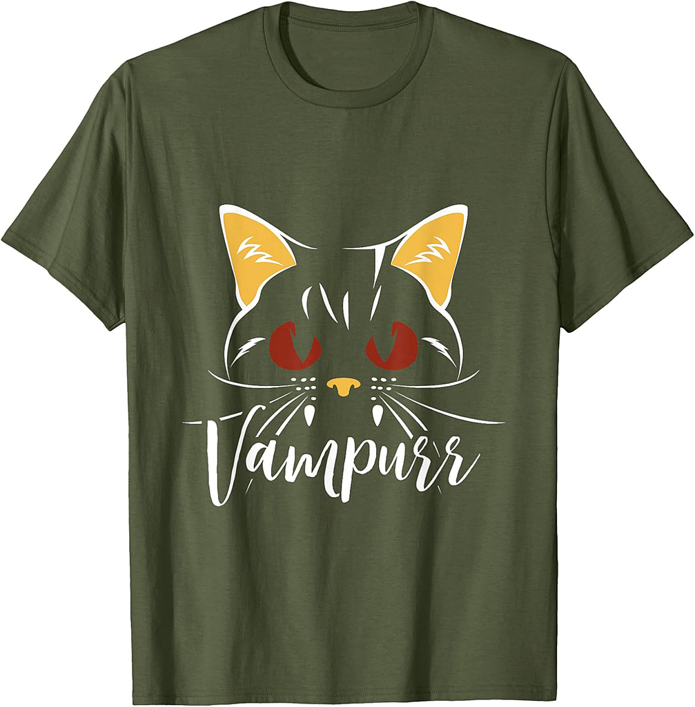 Vampurr Vampire Trick Or Treating Cat Lover Halloween Men Women Kids T-Shirt