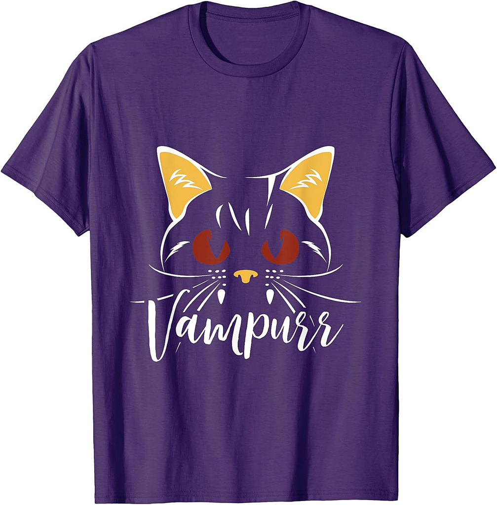 Vampurr Vampire Trick Or Treating Cat Lover Halloween Men Women Kids T-Shirt
