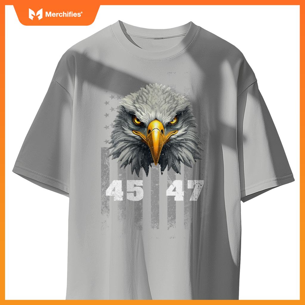 Vintage 45 47 Trump 2024 President Election Patriotic Eagle T-Shirt
