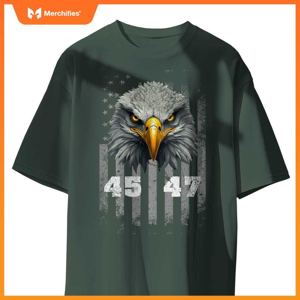 Vintage 45 47 Trump 2024 President Election Patriotic Eagle T-Shirt