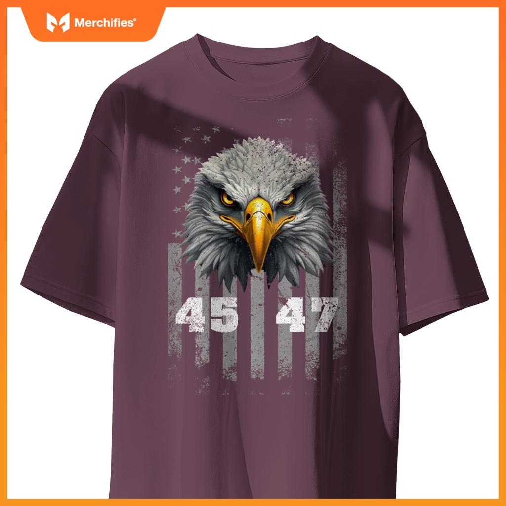 Vintage 45 47 Trump 2024 President Election Patriotic Eagle T-Shirt