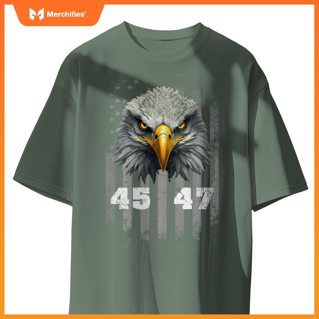 Vintage 45 47 Trump 2024 President Election Patriotic Eagle T-Shirt