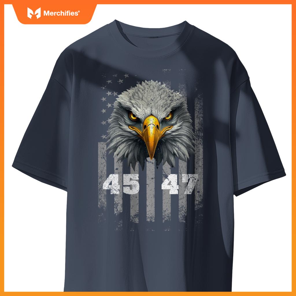 Vintage 45 47 Trump 2024 President Election Patriotic Eagle T-Shirt