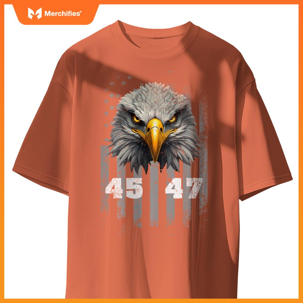 Vintage 45 47 Trump 2024 President Election Patriotic Eagle T-Shirt