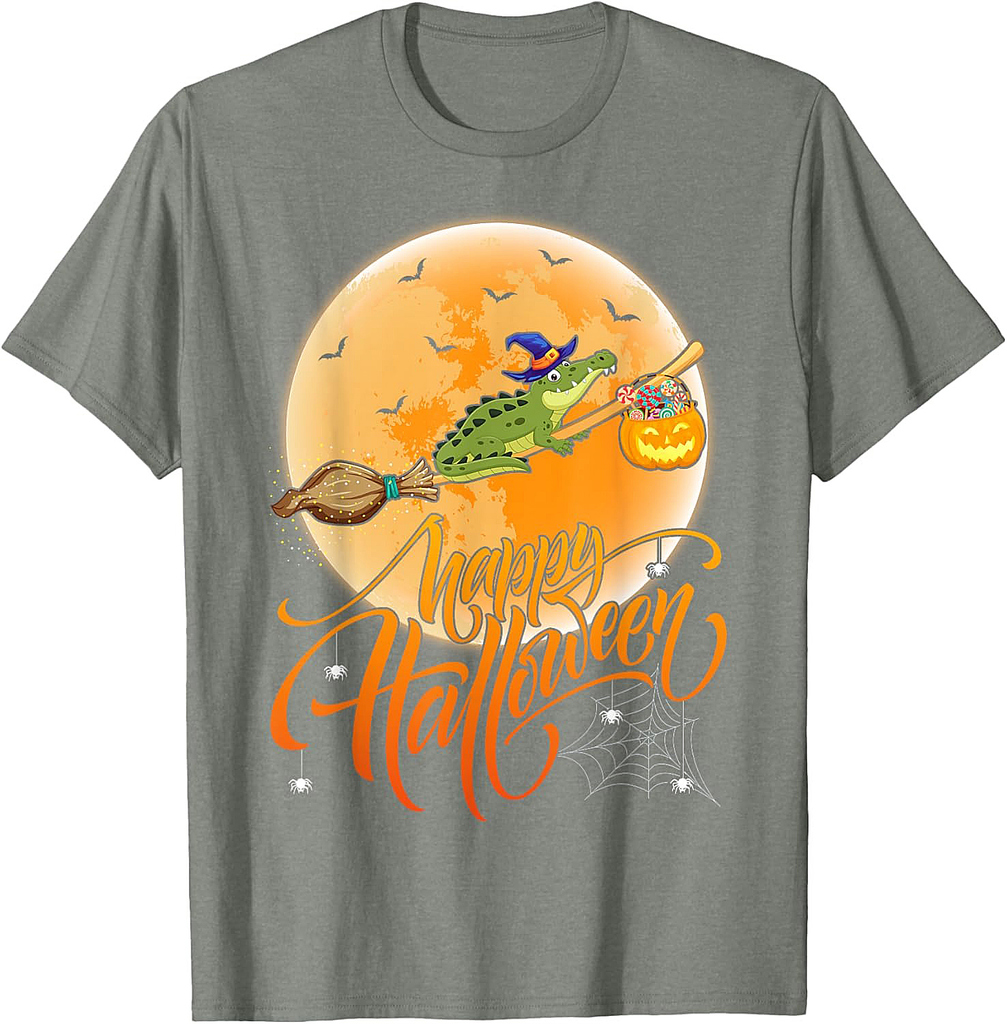 Vintage Alligator Ride Witch Shotgun Alligator Halloween T-Shirt
