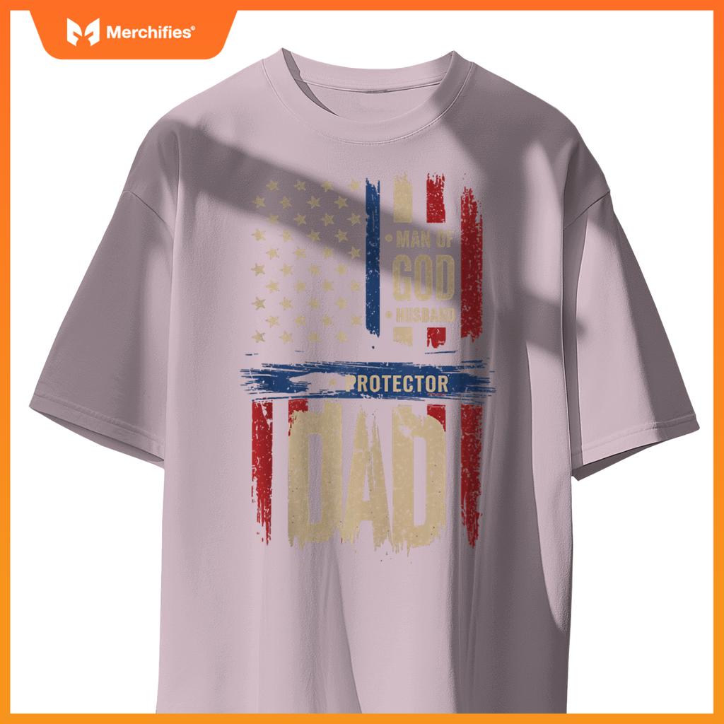 Vintage American Flag Protector Patriotic Dad Style T-Shirt