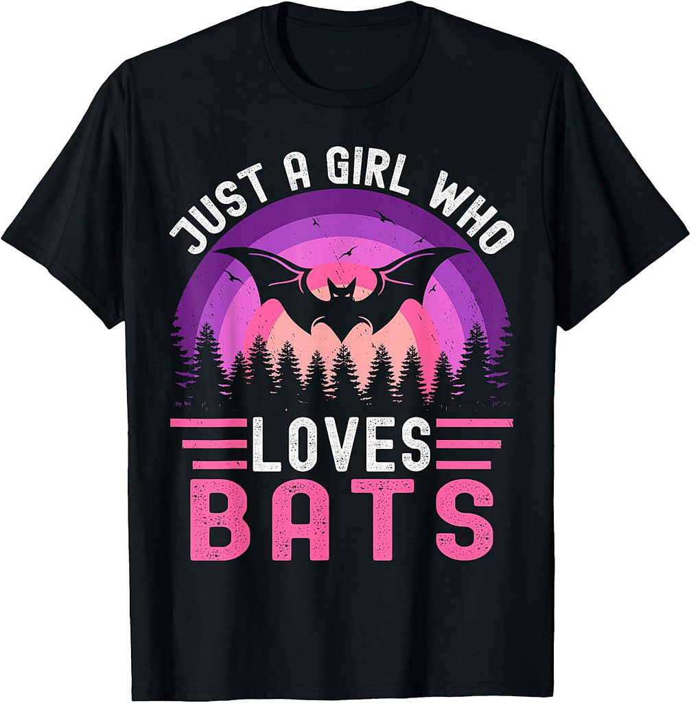 Vintage Bat Just a Girl Who Loves Bats Funny Bat Halloween T-Shirt