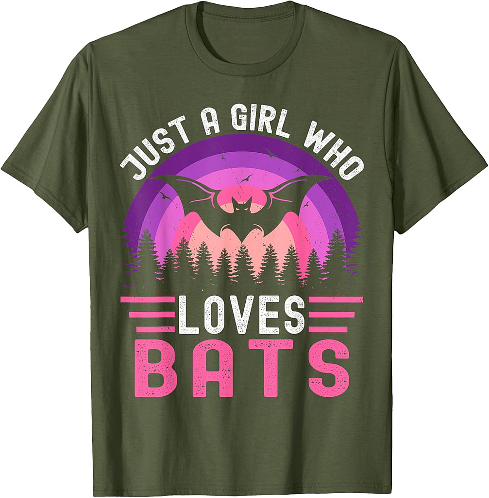 Vintage Bat Just a Girl Who Loves Bats Funny Bat Halloween T-Shirt