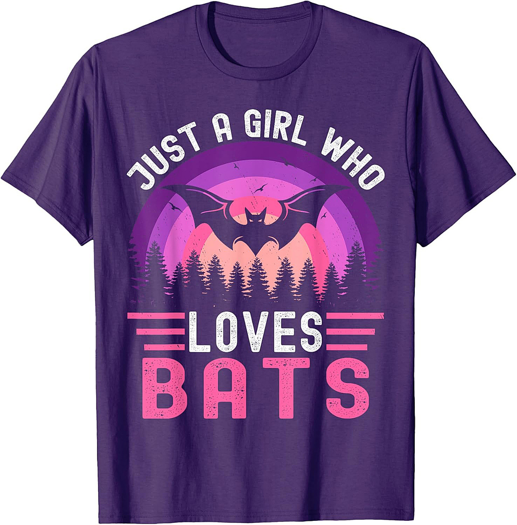 Vintage Bat Just a Girl Who Loves Bats Funny Bat Halloween T-Shirt