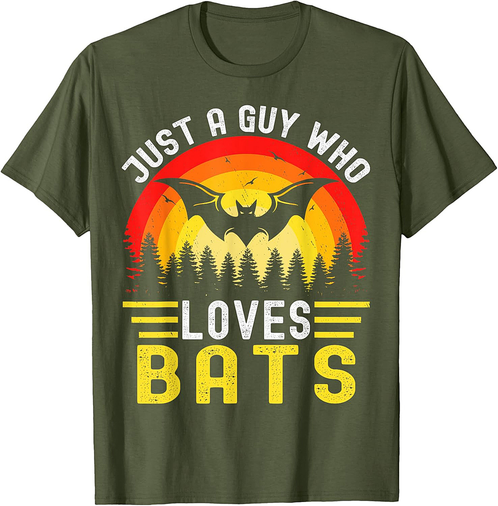 Vintage Bat Just a Guy Who Loves Bats Funny Bat Halloween T-Shirt