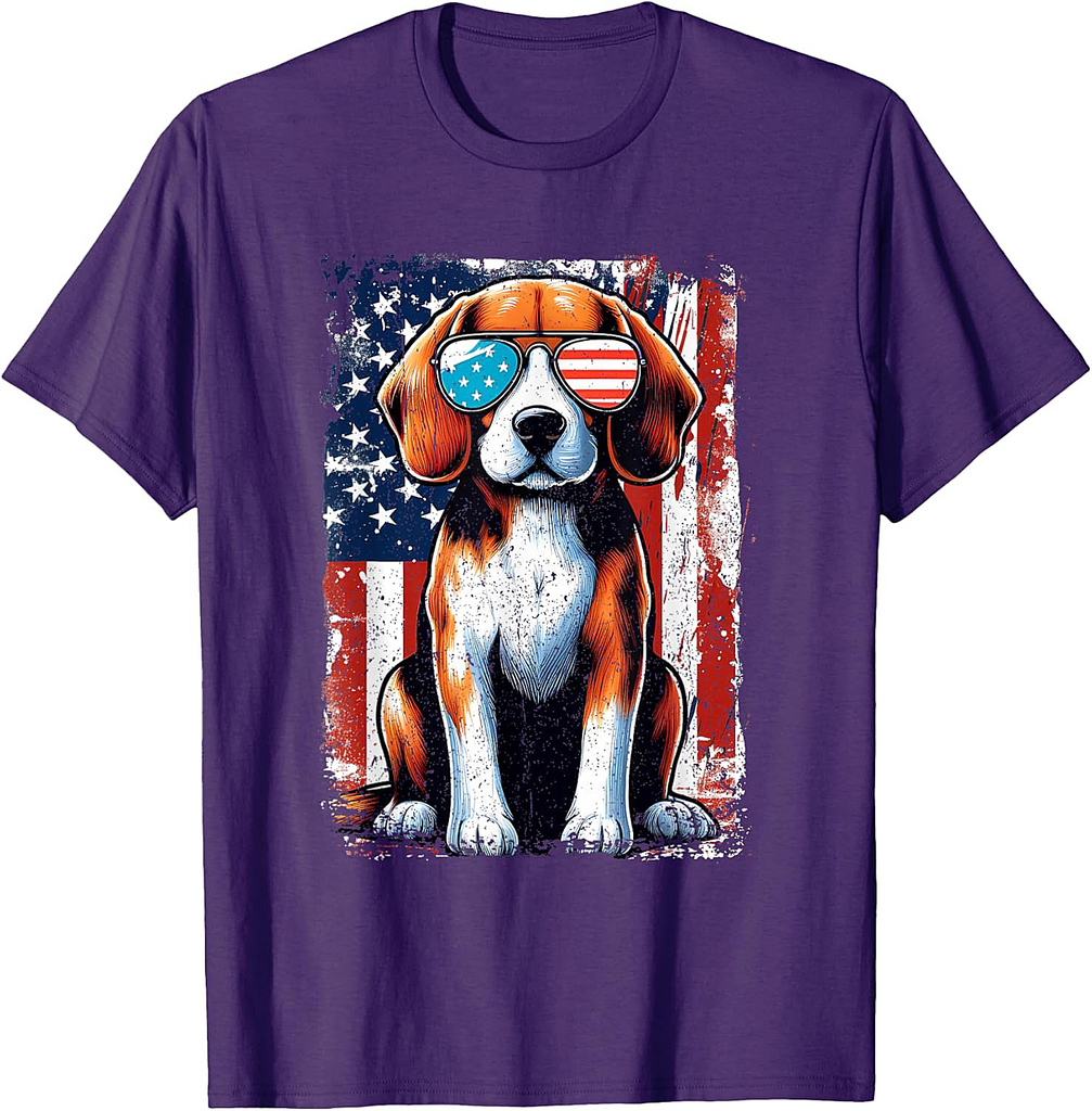 Vintage Beagle Dog American USA US Flag Pets Lovers Outfit T-Shirt