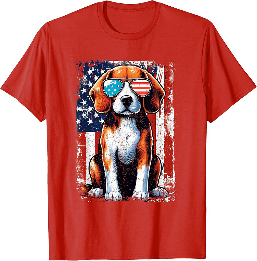 Vintage Beagle Dog American USA US Flag Pets Lovers Outfit T-Shirt