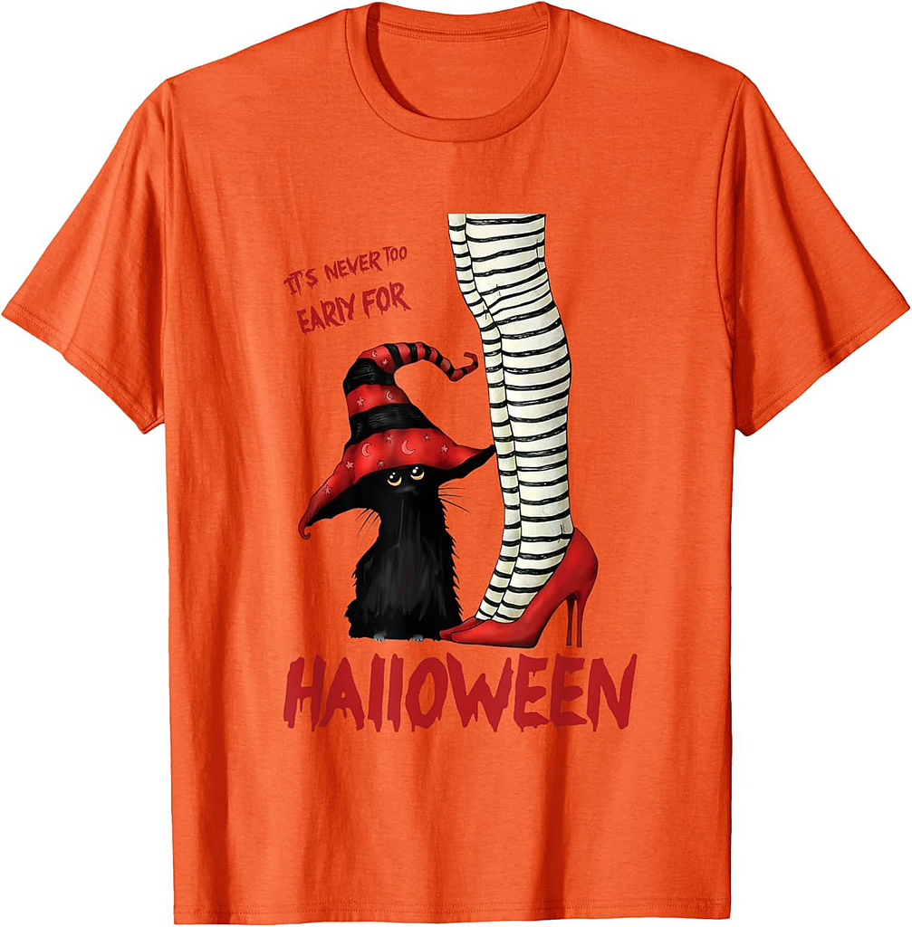 Vintage Black Cat It's Never Too Early For Halloween T-Shirt