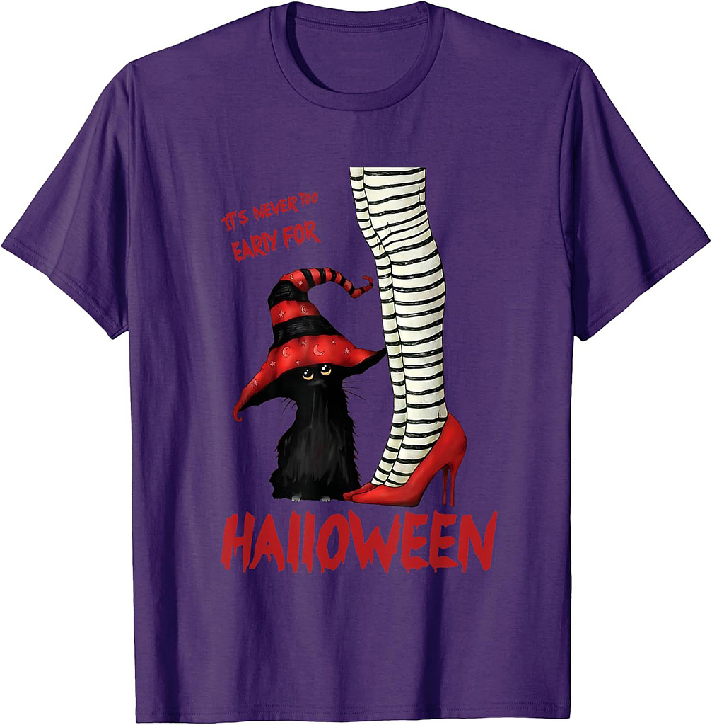 Vintage Black Cat It's Never Too Early For Halloween T-Shirt