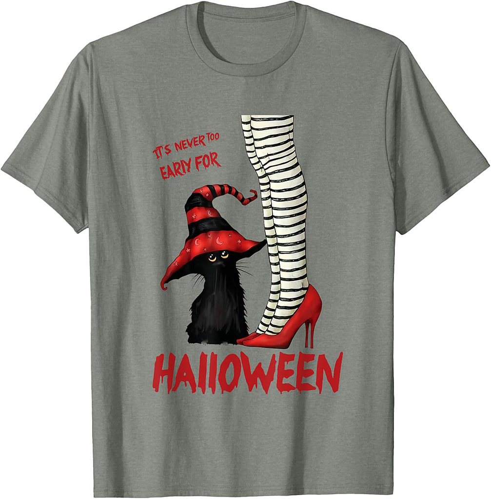 Vintage Black Cat It's Never Too Early For Halloween T-Shirt