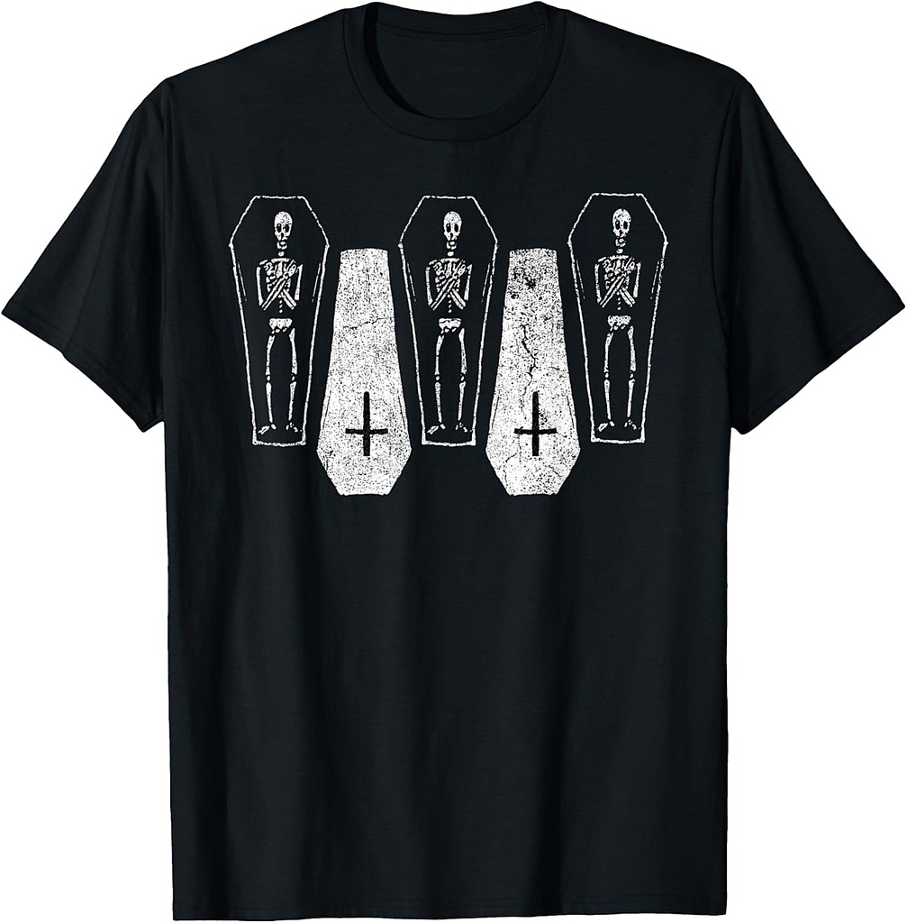 Vintage Coffins with Skeletons Halloween Party Costume Tee T-Shirt