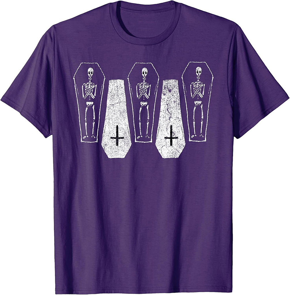 Vintage Coffins with Skeletons Halloween Party Costume Tee T-Shirt