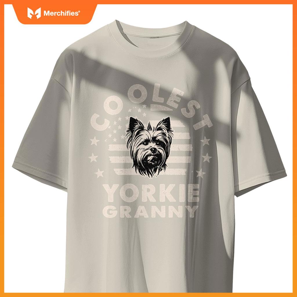 Vintage Coolest Yorkie Granny Funny Dog Men Women T-Shirt