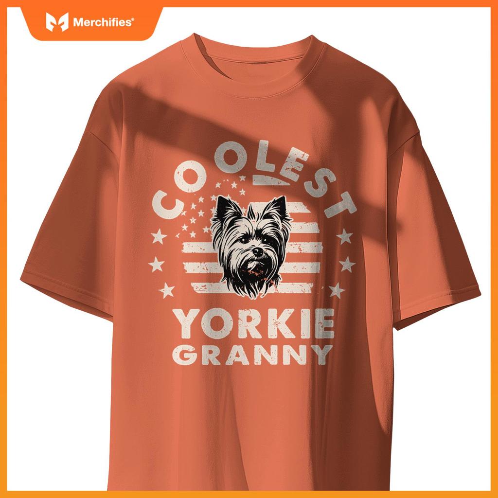 Vintage Coolest Yorkie Granny Funny Dog Men Women T-Shirt