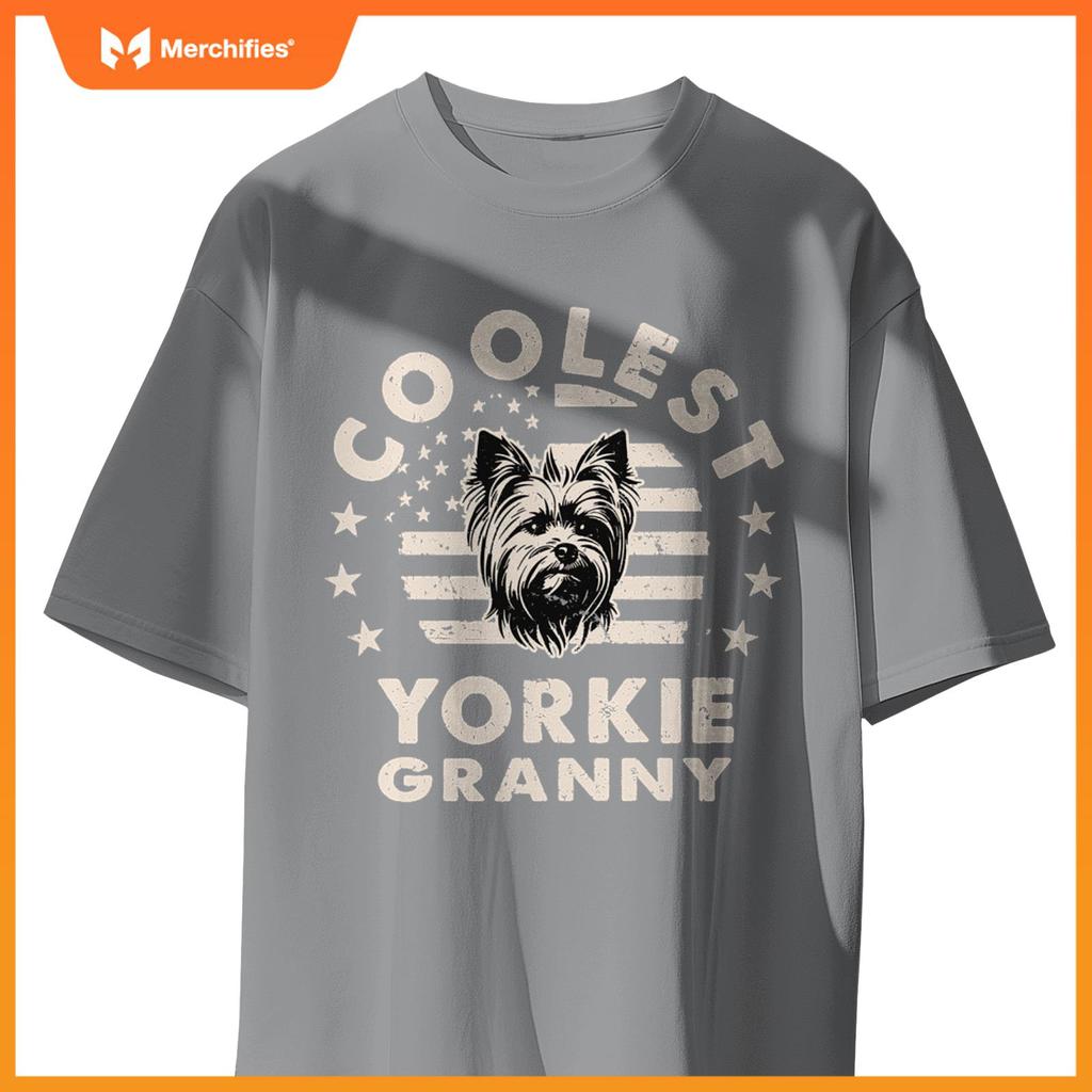 Vintage Coolest Yorkie Granny Funny Dog Men Women T-Shirt