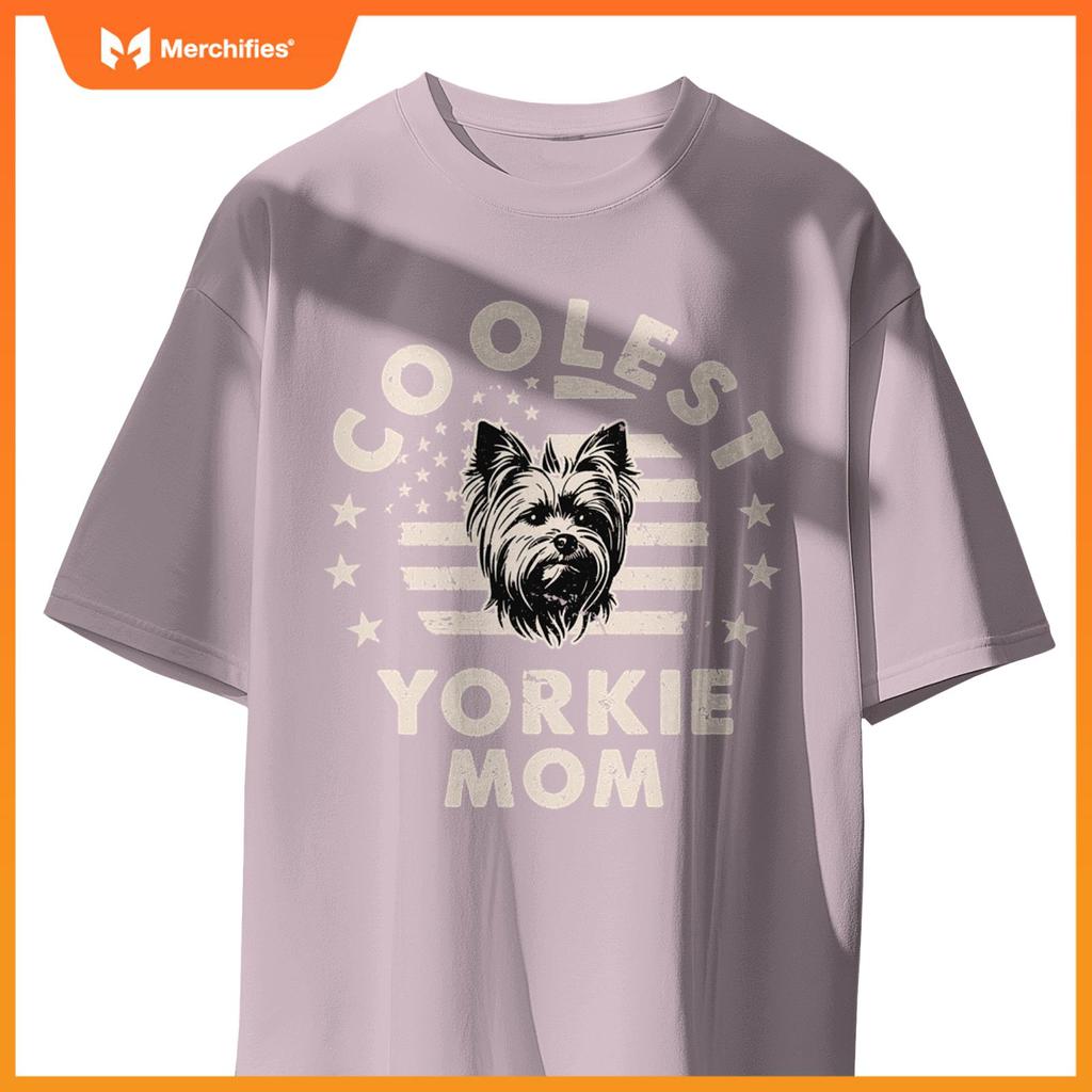 Vintage Coolest Yorkie Mom Funny Dog Men Women T-Shirt