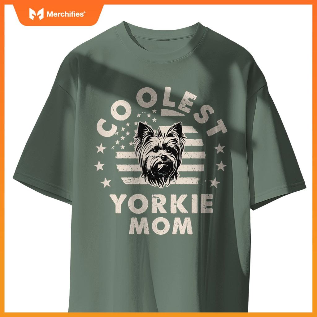 Vintage Coolest Yorkie Mom Funny Dog Men Women T-Shirt
