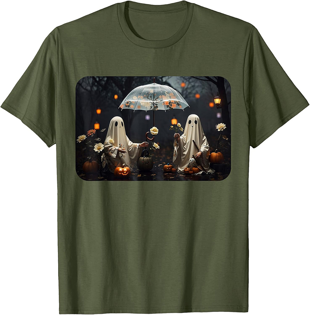 Vintage Cottagecore Halloween Ghosts In The Forest Gothic T-Shirt