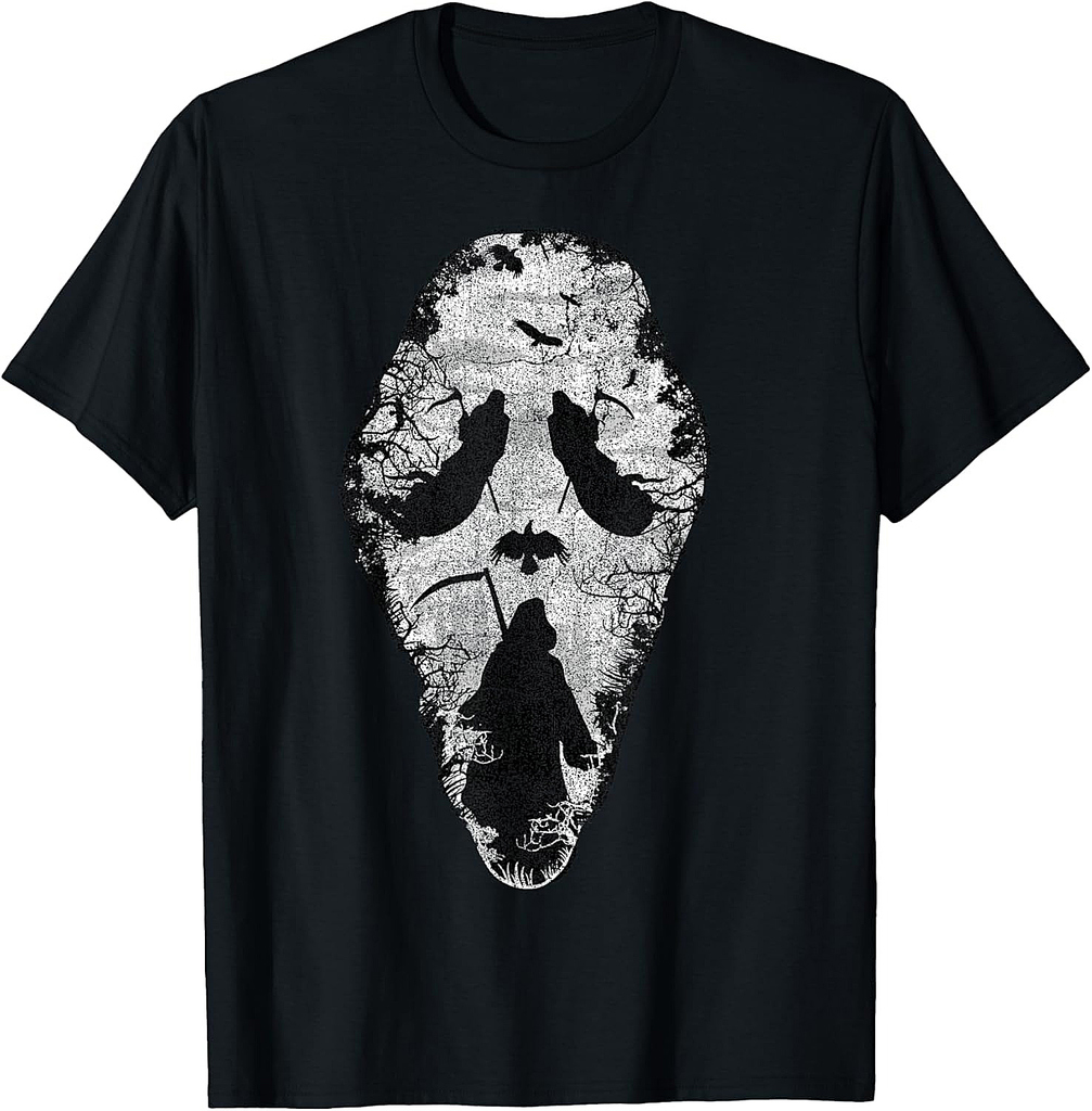 Vintage Ghost Grim Reaper Halloween Scary Party Costume Tee T-Shirt