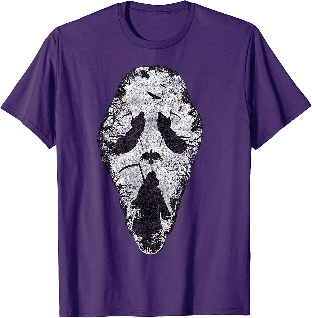 Vintage Ghost Grim Reaper Halloween Scary Party Costume Tee T-Shirt