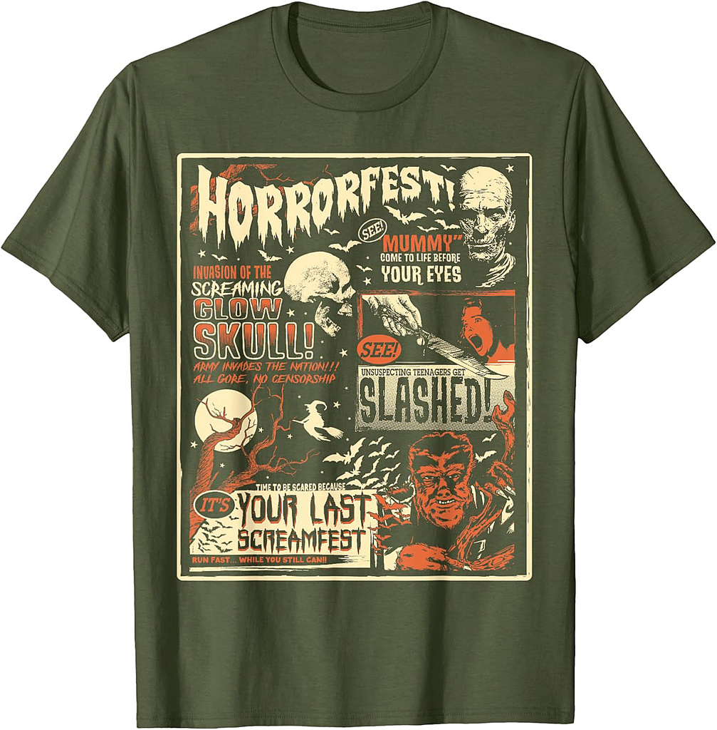 Vintage Horrorfest Movie Poster Terror Old Time Halloween T-Shirt