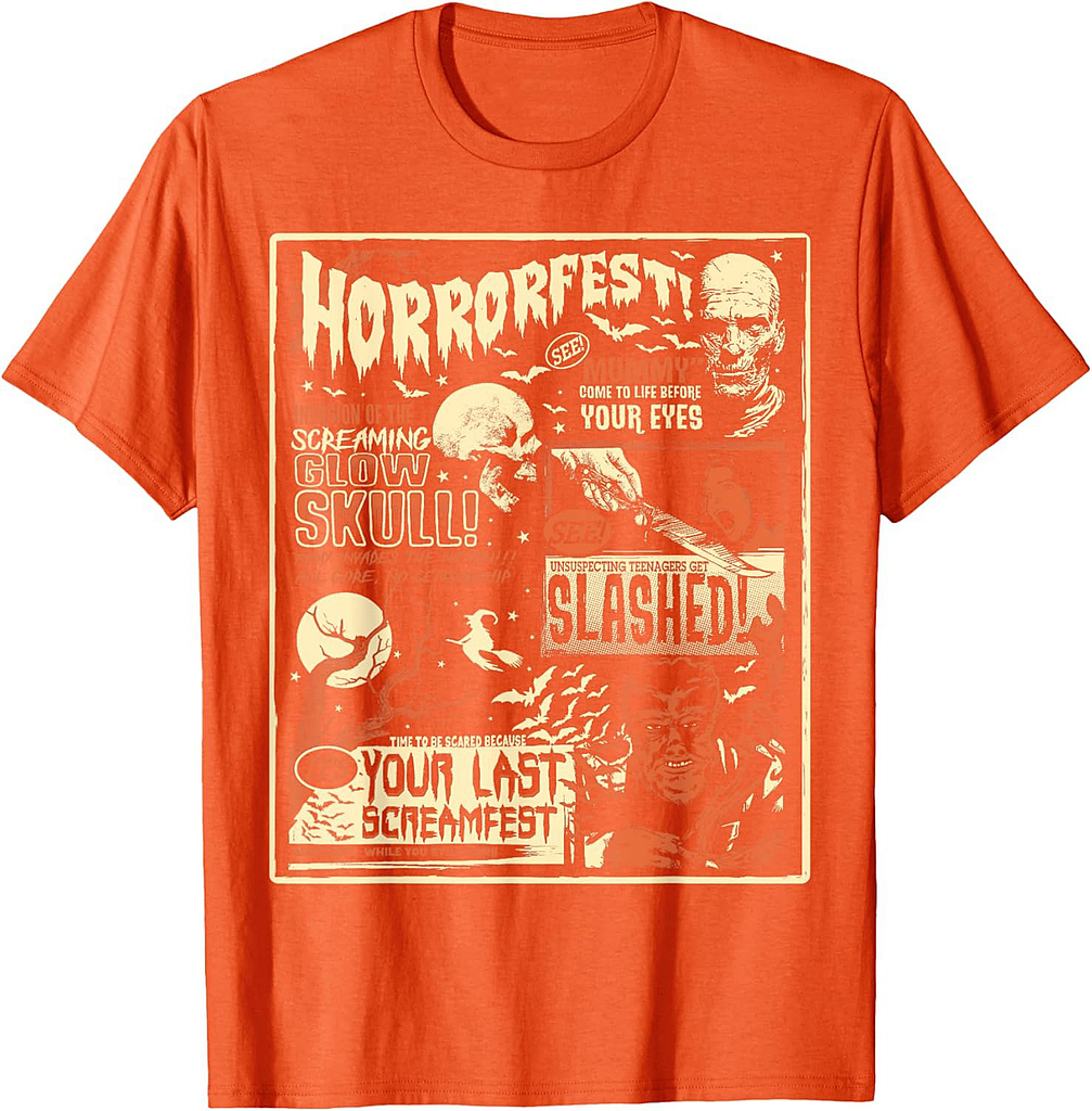 Vintage Horrorfest Movie Poster Terror Old Time Halloween T-Shirt