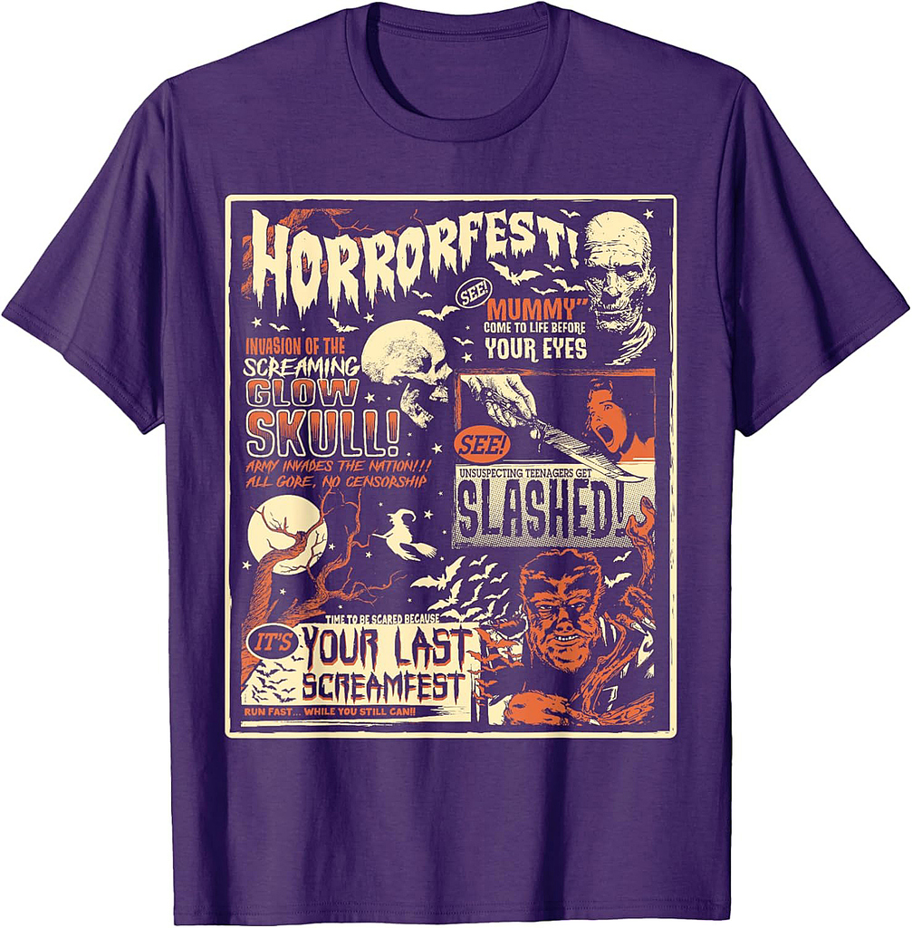 Vintage Horrorfest Movie Poster Terror Old Time Halloween T-Shirt