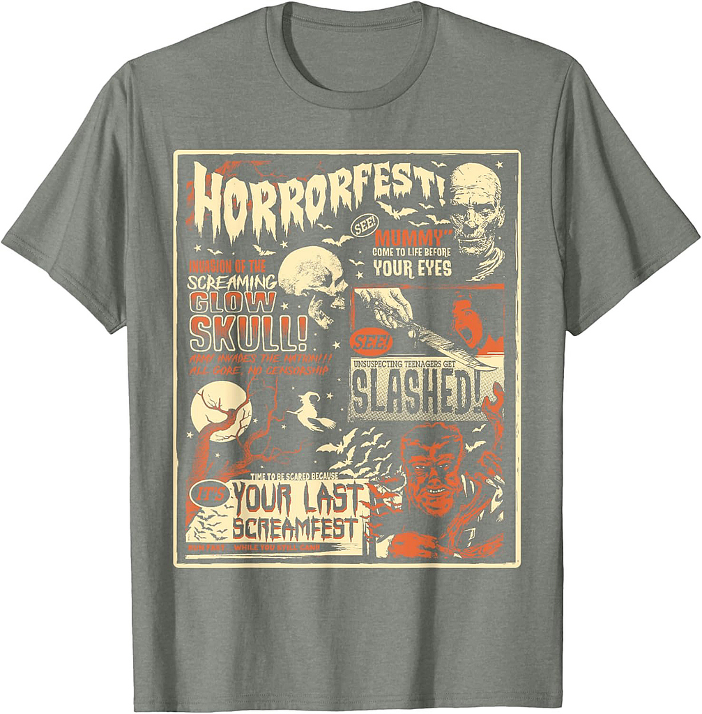 Vintage Horrorfest Movie Poster Terror Old Time Halloween T-Shirt